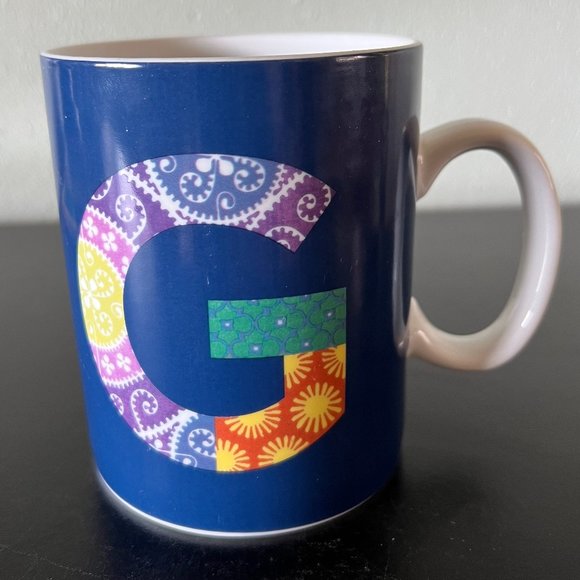 Fringe Studio Monogram Letter “G”  Initial Mug  Patchwork Pattern Design - Picture 2 of 5